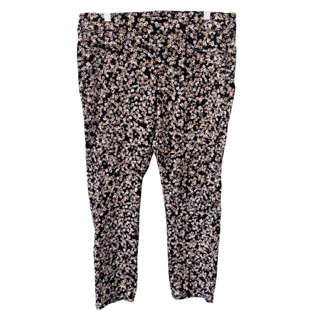 Skye's The Limit Womens‎ 12P Floral Pull On Pants Black Cottagecore Pockets